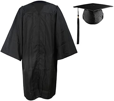 RobeStore Unisex Adult's Matte Graduation Gown Cap Tassel Set No Charm For High School and College Ceremony (54,Black)