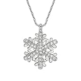 Yoursfs Snowflake Series 18K White/Rose Gold Plated AAA Clear Cubic Zirconia White Snowflake Pendant Neckalce