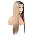 FUHSI Kanekalon Fiber Dark Roots Two Tone Full Lace wig Real Natural For Women–Soft&Smooth, Straight&No Shedding, Comfortable&Adjustable For Perfect Fit –2T103# Ombre Blonde 250D 22