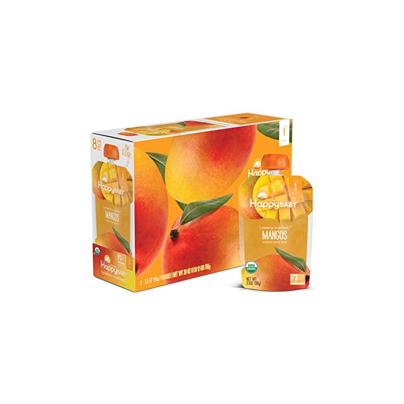 Happy Baby Organics Clearly Crafted Stage 1 Baby Food, Mangos 3.5 Ounce (Pack of 8) (Packaging May Vary)