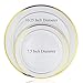 Stately Elegance Designs 200 Piece White and Gold Rimmed Plastic Plate Set – Includes 100 10