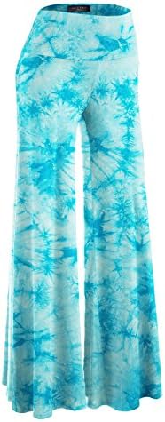 Made By Johnny MBJ Women's Casual Comfy Solid/Tie Dye Wide Leg Palazzo Lounge Pants (XS~5XL)