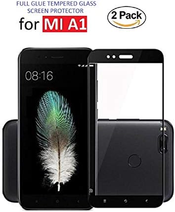Dashmesh Shopping® (Pack of 2) Tempered Glass Full Body Glue (Edge to Edge) Screen Protector Guard for Mi A1 (Black)