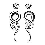 BodyJ4You Glass Spiral Tapers Kit with Plugs 4 Pieces Black and White Glass Plugs 4G-14mm