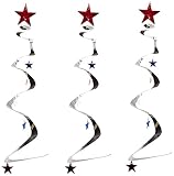 Star Whirls (silver w/red, white, blue stars) (3/Pkg)