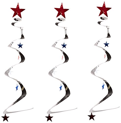 Star Whirls (silver w/red, white, blue stars) (3/Pkg)