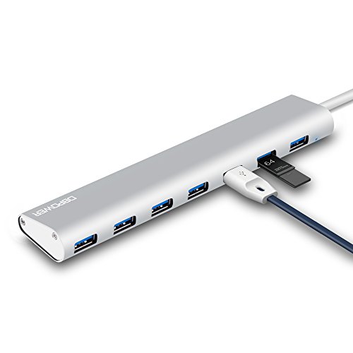 DBPOWER, USB Hub, Powered USB Hub, 7-Port USB 3.0 Hub with 5V/4A Power Adapter (Silver)