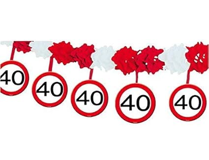 40.Geburtstag Deko Papiergirlande mit Zahl 40 Girlande mit 12 Verkehrsschilder und 4m lang Dekoration zum 40er Geburtstag Par