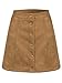 Persun Women's Brown Faux Suedettte Button Front Plain A-line Mini Skirt ,Brown ,Large