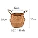 Natural Seagrass Belly Basket Panier Storage Plant Pot Collapsible Nursery Laundry Tote Bag with Handles (14