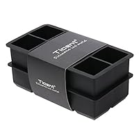 Ticent Large Ice Cube Tray - 2 Inch Silicone Ice Cube Mold for Whiskey and Cocktail, Pack of 2