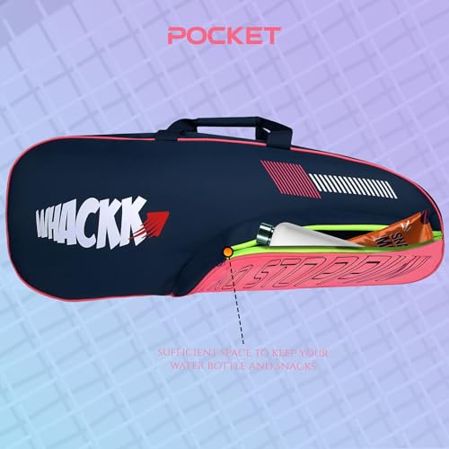 WHACKK Rally Tennis Bag Pink Navy | Racket Bag for Tennis & Badminton with Shoe Pocket | Backpack Style Kit Bag for Women & Junior Players 3
