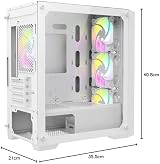 CiT Vento Micro-ATX Gaming PC Case Mesh Tempered Glass 4 ARGB Fans White view 15