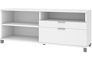 Bestar Pro-Linea Credenza with 2 Drawers in White, Standard