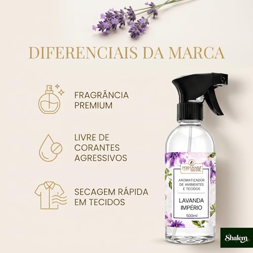 Aromatizador de Ambientes e Tecidos 500ml – Home Spray Perfumado Premium, Aroma Duradouro para Casa, Sofás, Cortinas e Roupas - Lavanda Imperio