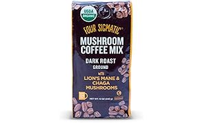 Four Sigmatic Mushroom Ground Coffee, USDA Organic and Fair Trade Coffee with Chaga and Lion&rsquo;s Mane mushrooms Vegan, Paleo, 12 Ounce, Dark roast