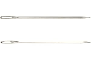 dophee 2 PCS Professional Upholstery Needles, 4" Long 3mm Thickness Big Eye Hand Sewing Needles for Stitching Crafting Projects Home Crafts Doll Making Carpet Leather Canvas Repairing