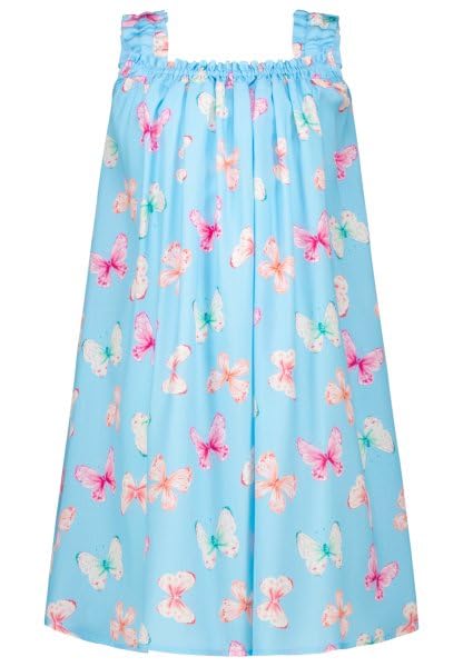 Salt and Pepper Unisex Girls Summer Dress Butterflies Kinderkleid, Blue Topaz, 104 EU