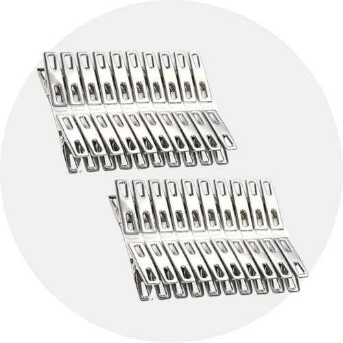 Kit 40 Prendedores de Roupa em Aço Inox Resistente - Pregador de Roupa Inox para Varal, Embalagens, Papelaria - Kit Prendedores Premium Duráveis, Fortes e Resistentes ao Sol e Vento - Amel (40)