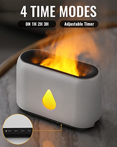Flame Essential Oil Diffuser,Humidifier,250ml Aroma Diffuser with Remote Control,3 Timer & Adjustable Brightness,Waterless Auto Shut-Off Protection