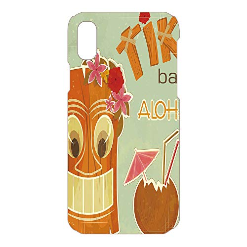 Phone Case Compatible 3D Printed 2018 Apple iPhone Xs MAX DIY Fashion Picture,Tiki Bar Old Fashion Display Coconut Drink Mask,Lovely Personalized Hard Plastic Phone Case Fashion Stylish
