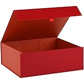 PLINJOY Large Gift Box 13.5x11.8x4.7 Inches, Red Gift Boxes for Presents with Magnetic Closure Lid, Luxury Gift Box Rectangle Collapsible Boxes for Gift Packaging