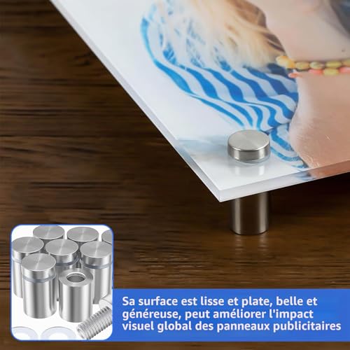 XSHAO 40 Pieces Glass Spacers, Advertising Screws Stainless Steel Spacer Screws for Mounting Glass / Mirror / Acrylic Poster (12 x 25 mm)