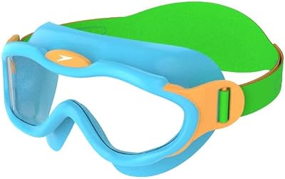 Speedo Biofuse Sea Squad Youth Goggles Neoprene Strap UV Anti-Fog Azure