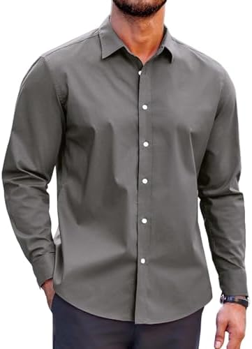 COOFANDY Men's Muscle Fit Dress Shirt Wrinkle Free Long Sleeve Button Down Shirt, Grey, M price in Saudi Arabia | Amazon Saudi Arabia | kanbkam COOFANDY Men's Muscle Fit Dress Shirt Wrinkle Free Long Sleeve Button Down Shirt, Grey, M price in Saudi Arabia | Amazon Saudi Arabia | kanbkam