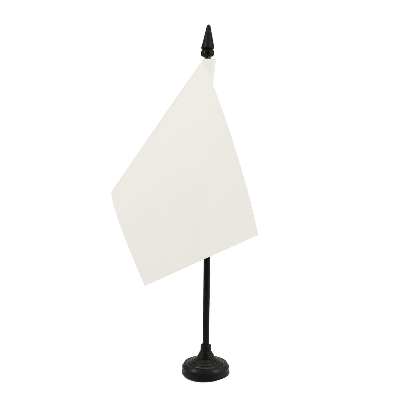 AZ FLAG - Plain White Table Flag 4'' x 6'' - White Solid color Office Mini Banner 100% Polyester 15 x 10 cm - Mini Desk Flag with 10'' Pole and Black Plastic Base