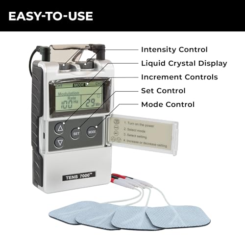 TENS 7000 Digital TENS Machine with Accessories, Includes 16 Pack Electrodes - TENS Unit Muscle Stimulator for Back Pain Relief, General Pain Relief, Neck Pain, Sciatica Pain Relief, Nerve Pain Relief