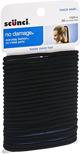 Scunci 1782903a048 Black No Damage Thin Elastics 24 Count