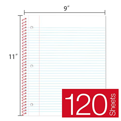 KAISA Spiral Notebook, 3Subject Notebook, 120Sheets, College Ruled 8