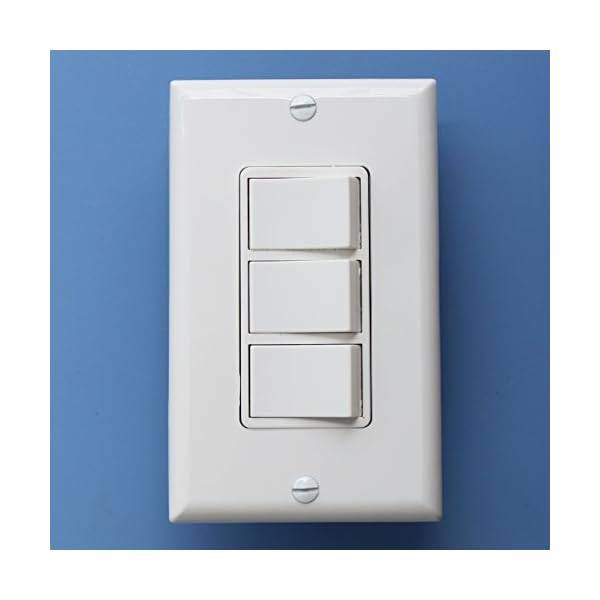 Baomain Triple Rocker Combination Switch 15 Amp, 120 Volt, 3 Individual Switches, Commercial Grade, with Ground Screw, White with Wall Cover UL & CUL - Image 6
