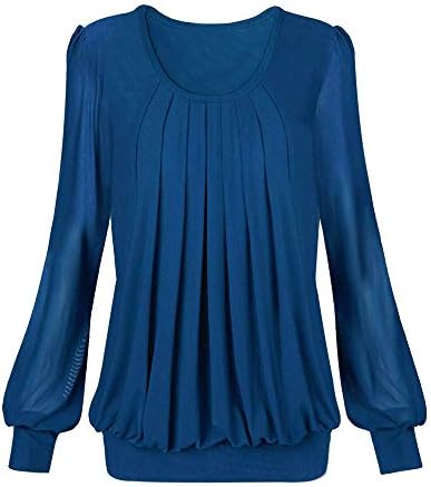 Xinantime Business Attire Shirt Blouse Casual Loose Tops O Neck Solid Color Chiffon Tunic Blouse