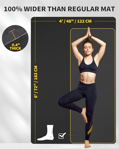 CAMBIVO Large Yoga Mat 183 x 122 cm, 6 mm/8 mm/10 mm/12 mm Pilates Fitness TPE Non-Slip Thick Gym Mat for Home Exercise, Gym, Sport