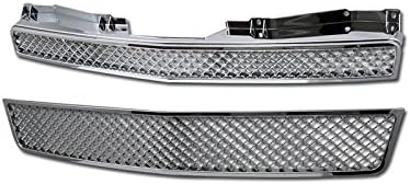 Trucks R Us - 07-12 CHEVY TAHOE/AVALANCHE/SUBURBAN 2PCS BENTLEY STYLE ABS MESH GRILLE UPPER+CROSS BASEMENT+LOWER (CHROME)