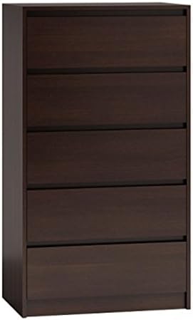 Cairo Wenge Dark Brown Tall 5 Drawer Bedroom Chest.