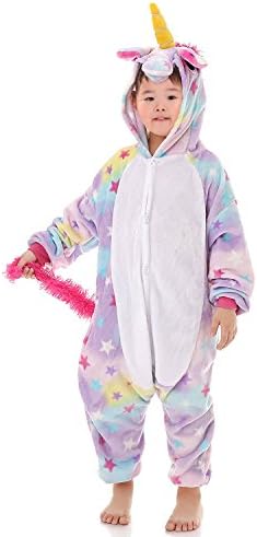 YACHUN Unisex-Children Unicorn Pajamas Halloween Animal Cosplay Costume Kigurumi Star 140