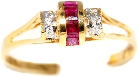 18K Yellow Gold Diamond and Natural Unique Ruby Ring [R0042]