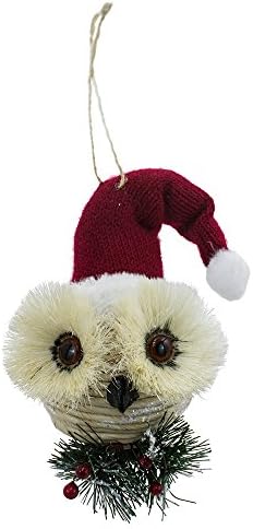 FX69235 Small Twine Ball Owl Cream, Red, White, Green,2.5