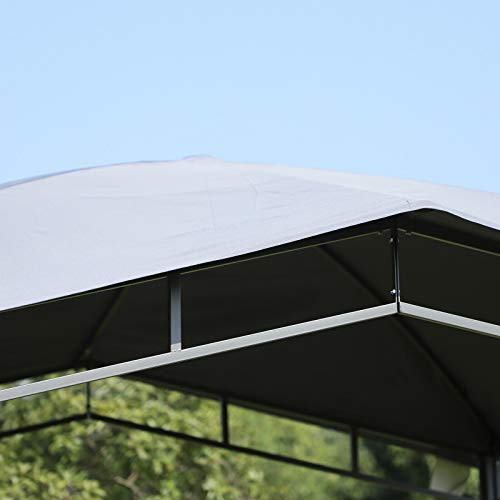 FDInspiration Grey 10 x 10 FT Steel Patio Outdoor Canopy Gazebo Fabric Soft Top Tent Utility Shelter Event Tent Wedding Party Sunshade w/ 8 Ground Stakes with Ebook
