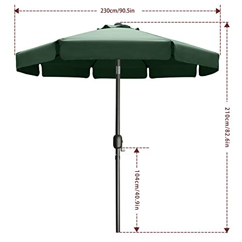 MasterCanopy 230 cm Sonnenschirm mit Volant Patioschirm Gartenschirm Terrassenschirm Tischschirm Martkschirm, Dunkelgrün – Bild 3