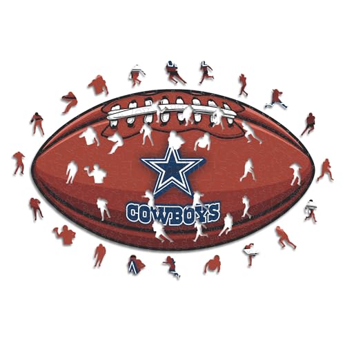 Iconic Puzzles, Dallas Cowboys Crest, 100% eco-sustainable wooden puzzle with official license NFL, size M, 270 pieces