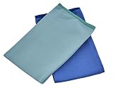 Superio Microfiber Glass And Mirror Cleaning Cloths, Pack of 2 14x16 Inch Large Blue / Green