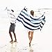 Laguna Beach Textile Co. Striped Cabana Beach Towel - Oversized, Plush 630 GSM Cotton - Marine Blue & Sea Glass Green
