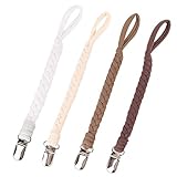 KAPIHOUSE Pacifier Clips for Boys and Girls, Baby Holder Leash, Teething Toy or Soothie by Hand-Made Braided （4 Pack Color A)