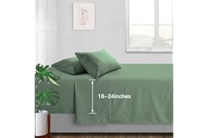 Manyshofu Extra Deep Pocket Full Size Sheets Set - Hotel Luxury 1800 Thread Count Sheets & Pillowcases - Kids Bedding Set up to 24" Mattress - Sage Green Bed Sheets 18-24 Inch Deep Pockets - 4 Piece