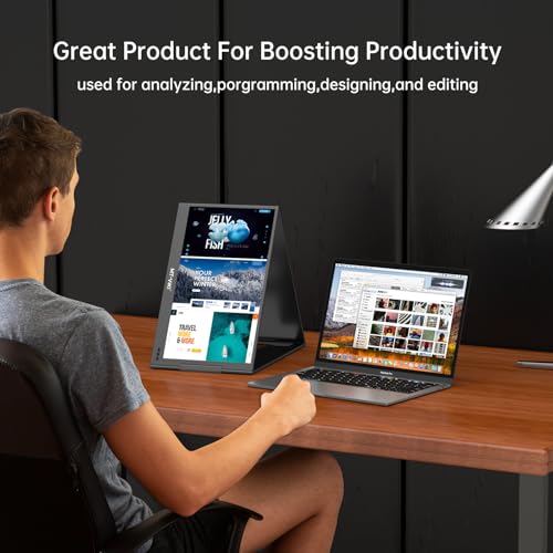 MT-VIKI 15.6 inch Laptop Screen Extender, Portable Triple Monitor for Laptop Only One USB-C Cable Connection,Compatiable with Win/Mac, FHD 1080P, [Included Storage Bag & Driver Needed]