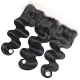 13 x4 Lace Frontal Body Wave,Unprocessed Brazilian Virgin Remy Hair Ear To Ear Lace Frontal With Baby Hair Natural Color Knots Can Be Bleached (8 inch)